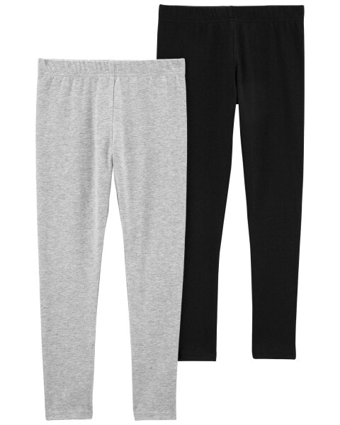 Kid 2-Pack Gray & Black Leggings Set 6-6X