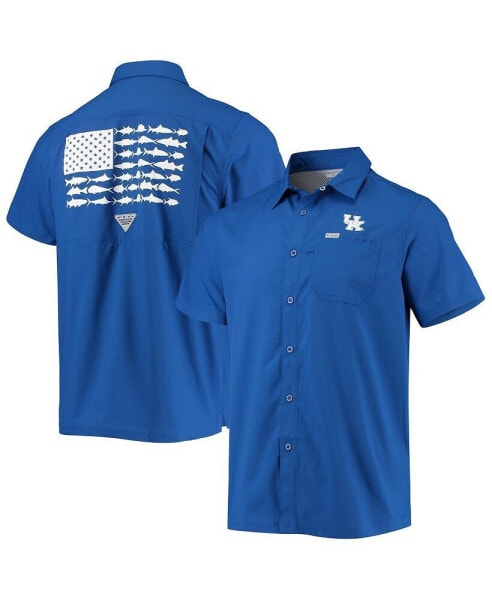 Men's PFG Royal Kentucky Wildcats Slack Tide Camp Button-Up Shirt