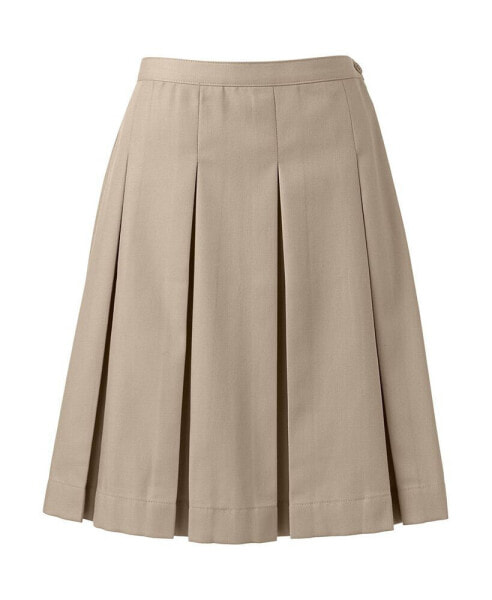 Women's School Uniform Poly-Cotton Box Pleat Skirt Top of Knee