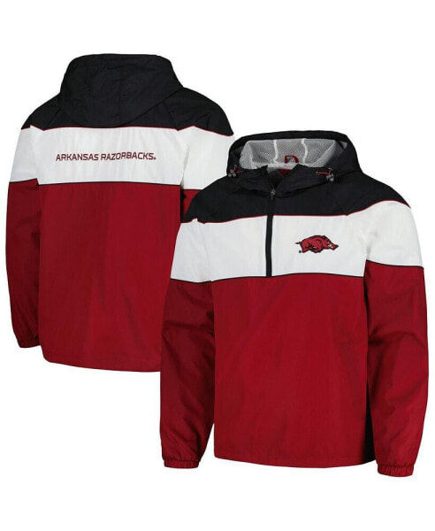 Men's Cardinal Arkansas Razorbacks Center Line Half-Zip Raglan Hoodie Jacket