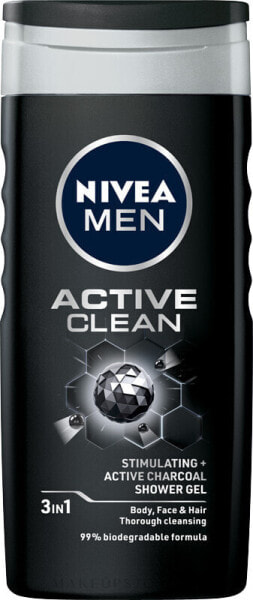 Duschgel mit Aktivkohle "Active Clean" für Männer - NIVEA Men Active Clean Shower Gel 250 ml