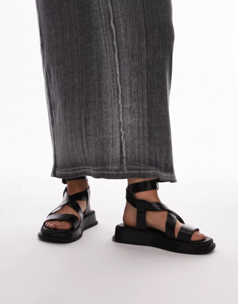 Topshop Wide Fit Jasmine chunky sandal in black