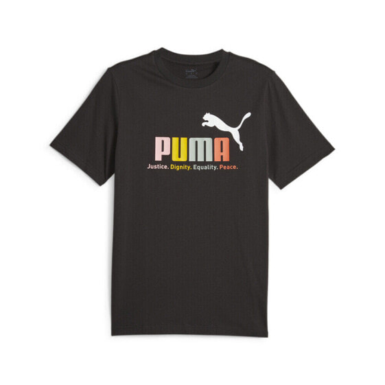 Puma Essential Multicolor Logo Crew Neck Short Sleeve T-Shirt Mens Black Casual