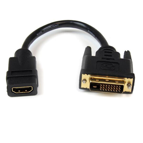StarTech.com 8in HDMI to DVI-D Video Cable Adapter - HDMI Female to DVI Male - 0.203 m - HDMI Type A (Standard) - DVI-D - Female - Male - Straight