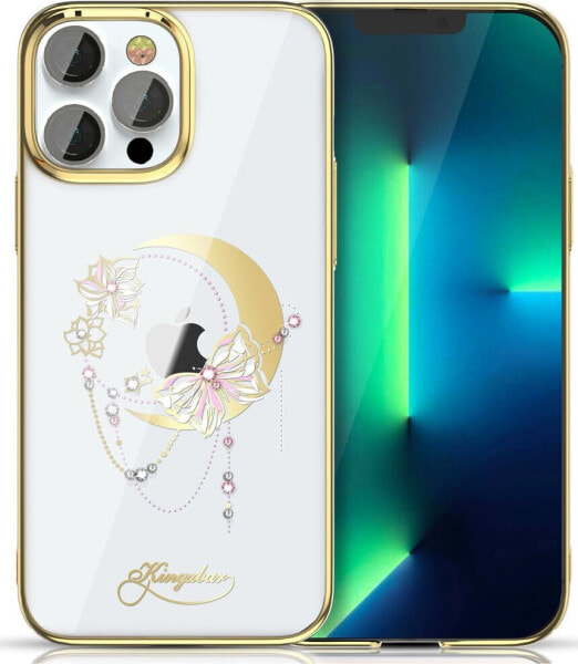 Kingxbar Kingxbar Moon Series luksusowe etui z Kryształami Swarovskiego na iPhone 13 Pro złoty (Butterfly)