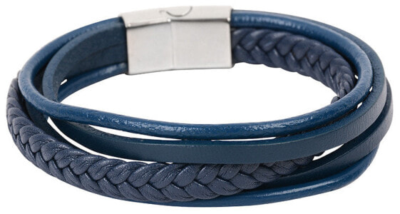 Dark blue bracelet made of leather leather straps