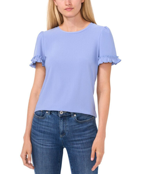 Women's Short-Sleeve Ruffle-Cuff Knit Top