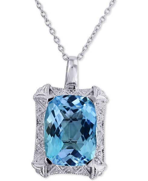 Blue Topaz(25 ct. t.w.) & Diamond(1/10 ct t.w.) Pendant Necklace in Sterling Silver