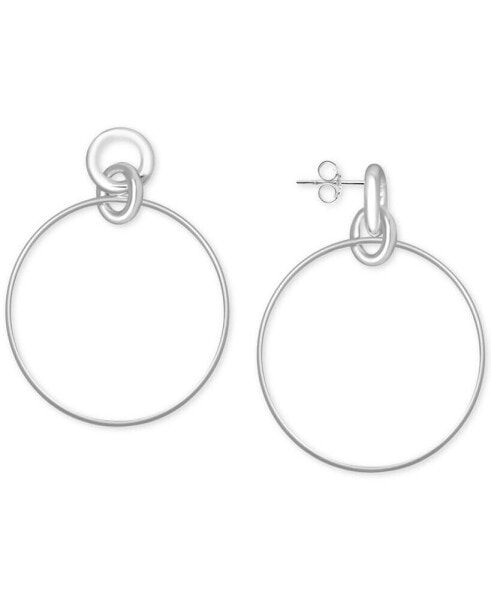 Circle Link Drop Earrings in Silver-Plate