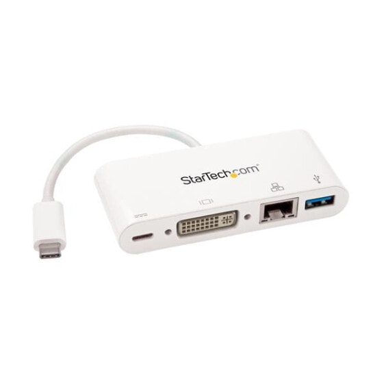 StarTech.com USB C Multiport Adapter - USB-C to DVI-D (Digital) Video Adapter with 60W Power Delivery Passthrough Charging - GbE - USB-A - Portable USB Type-C/Thunderbolt 3 Mini Laptop Dock - Wired - USB 3.2 Gen 1 (3.1 Gen 1) Type-C - USB Type-A - USB Type-C - 10,100,