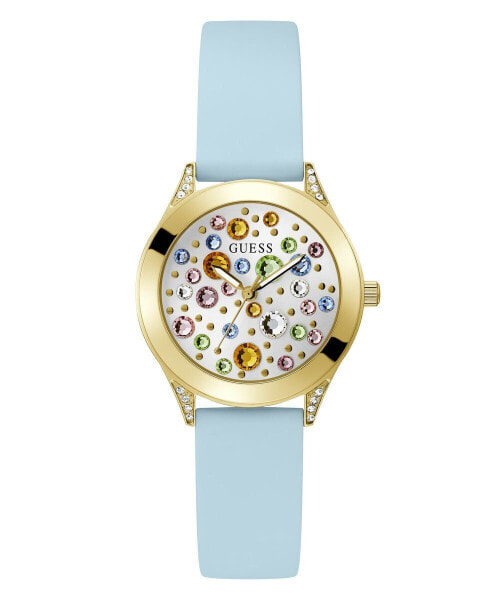 Наручные часы Guess MINI WONDERLUST голубые, золотые 34 мм GW0678L1