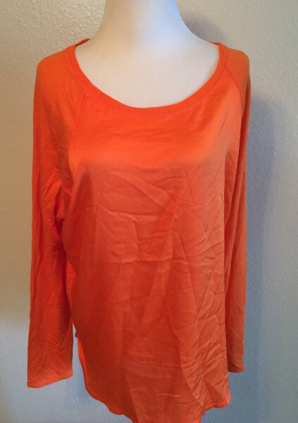 Polo Ralph Lauren Women's Rounded Neck Long Sleeve Blouse Orange L