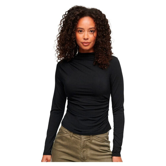 SUPERDRY Long Sleeve Ruched Mock Neck Sweater