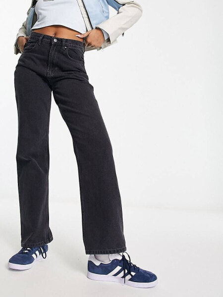 JDY high waist straight leg jeans in dark grey
