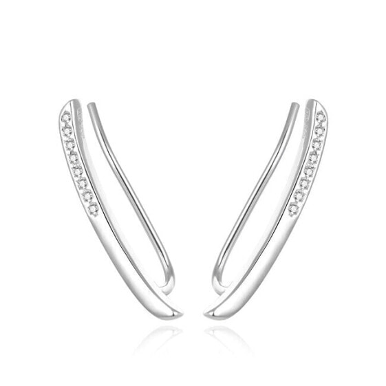 Longitudinal silver earrings with zircons AGUV1851