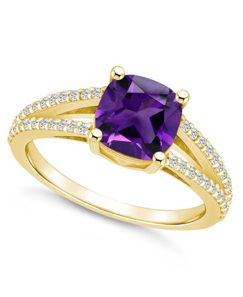 Кольцо Macy's Amethyst & Diam Accent  14K Y Gold