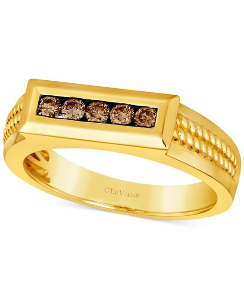 Chocolatier® Men's Chocolate Diamond Rope Design Ring (1/3 ct. t.w.) in 14k Gold