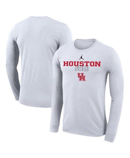 Men's White Houston Cougars On Court Bench Long Sleeve T-shirt