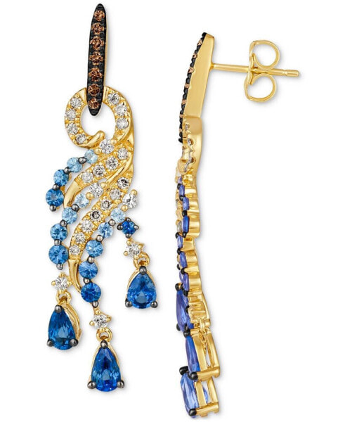 Multi-Gemstone (2-1/4 ct. t.w.) & Diamond (1/2 ct. t.w.) Statement Drop Earrings in 14k Gold