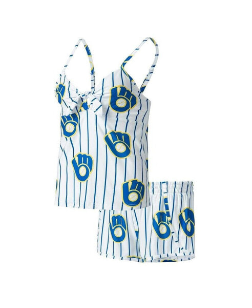 Women's White Milwaukee Brewers Reel Allover Print Tank Top and Shorts Sleep Set