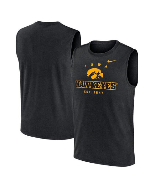 Men's Black Iowa Hawkeyes Primetime Legend Lock Up Performance Muscle Tank Top