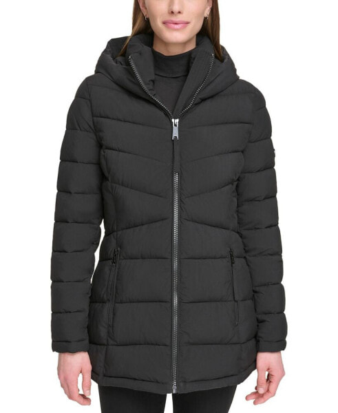 Women's Stretch Hooded Puffer Coat, Created for Macy's