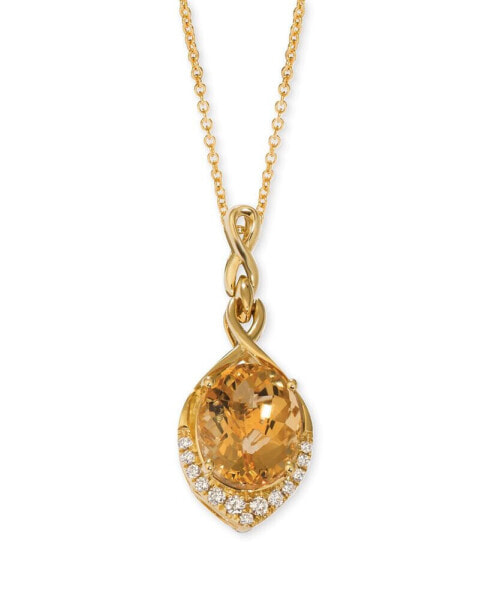 Cinnamon Citrine (4-1/4 ct. t.w.) & Nude Diamond (1/5 ct. t.w.) Oval Adjustable 20" Pendant Necklace in 14k Gold