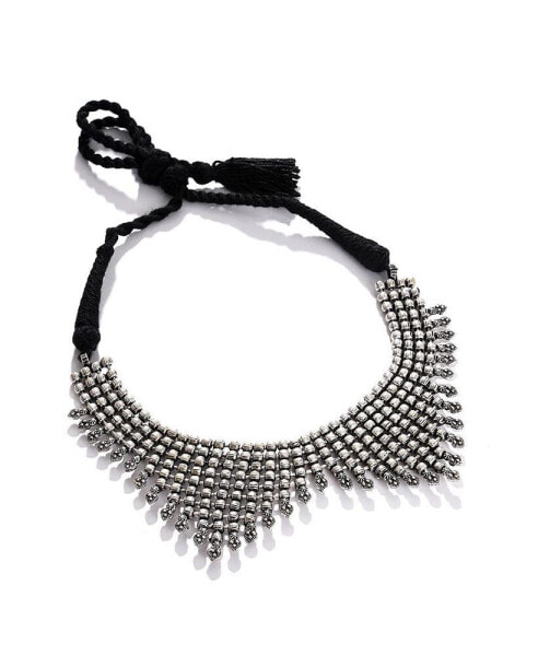 SOHI women's Silver Metallic Wave Necklace