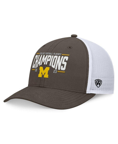 Men's Heather Charcoal Michigan Wolverines College Football Playoff 2023 National Champions Structured Trucker Adjustable Hat