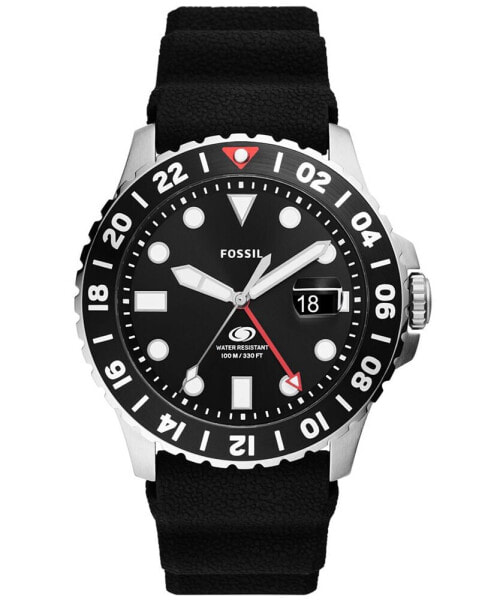 Men's Blue GMT Black Silicone Watch 46mm
