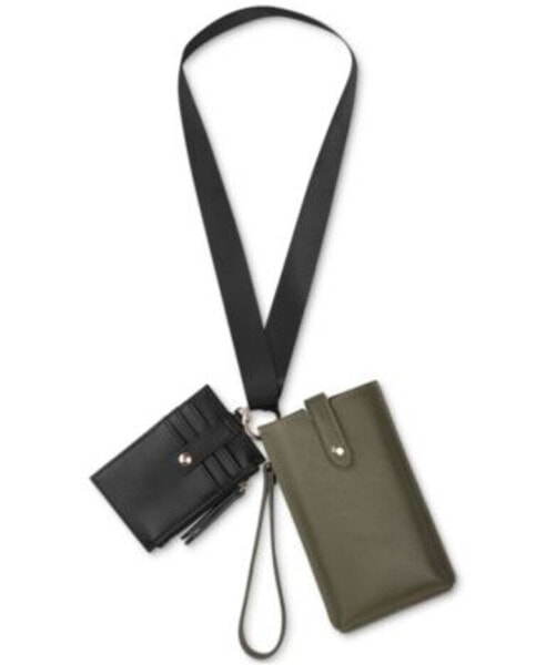 Inc International Concepts Ashlii Lanyard Wristlet and card Wallet Moss Silver