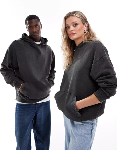 ASOS DESIGN unisex oversized hoodie in washed black