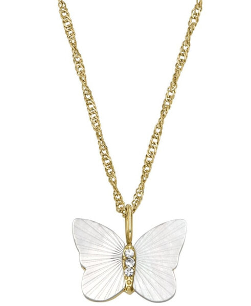 White Mother of Pearl Radiant Wings Butterfly Chain Necklace