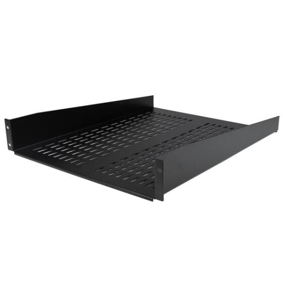 StarTech.com 2U Server Rack Shelf - Universal Vented Rack Mount Cantilever Tray for 19" Network Equipment Rack & Cabinet - Heavy Duty Steel – Weight Capacity 50lb/23kg - 22" Deep Shelf - Black - Rack shelf - Black - Steel - 22.6 kg - 2U - CE - TAA - REACH