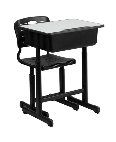 Adjustable Height Student Desk And Chair With Pedestal Frame