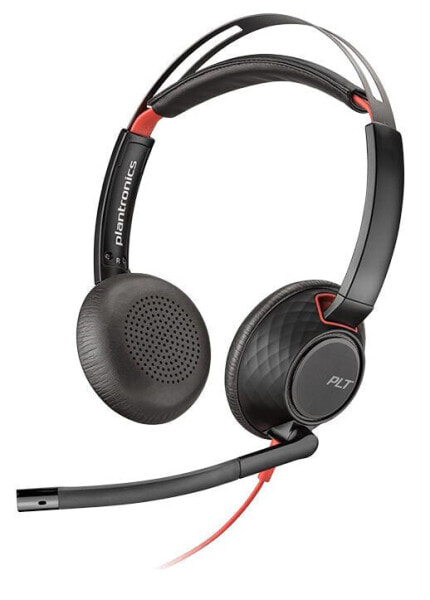 Poly Blackwire 5220 - Headset - Head-band - Calls & Music - Black - Red - Binaural - In-line control unit