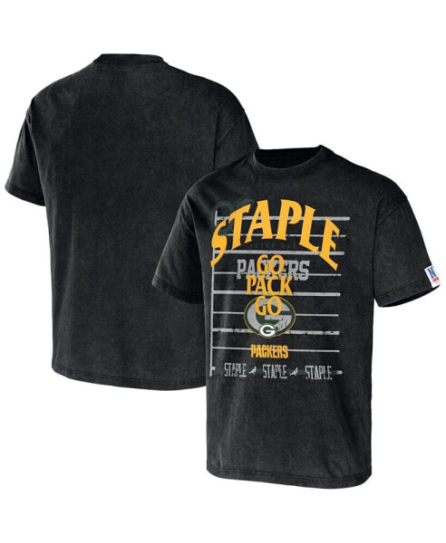 Men's NFL X Staple Black Green Bay Packers Gridiron Short Sleeve T-shirt