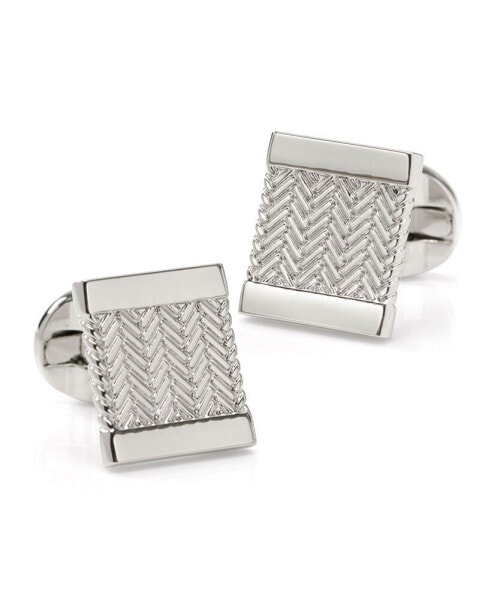 Запонки Ox & Bull Trading Co Silver Herringbone