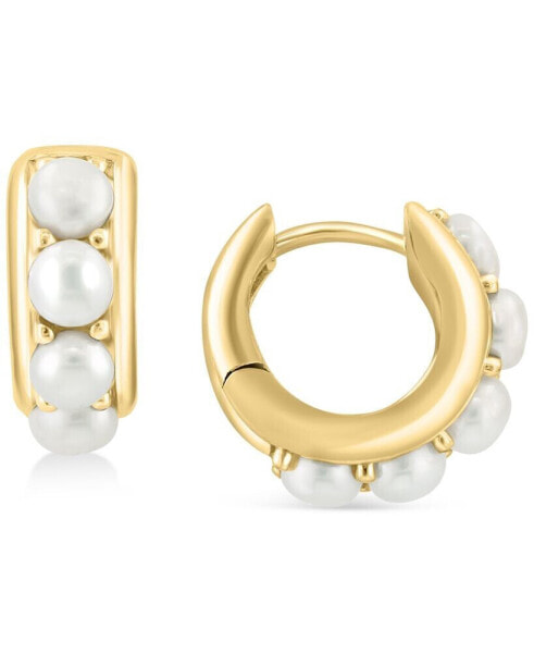 EFFY® Freshwater Pearl (3-1/2mm) Small Huggie Hoop Earrings in 14k Gold, 0.53"