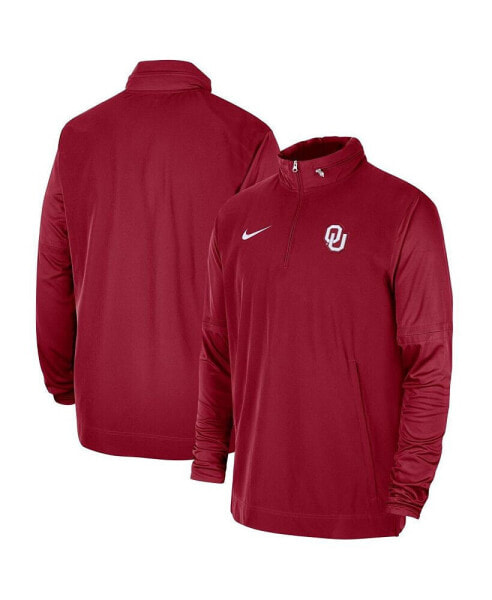 Men's Crimson Oklahoma Sooners 2023 Coach Half-Zip Hooded Jacket