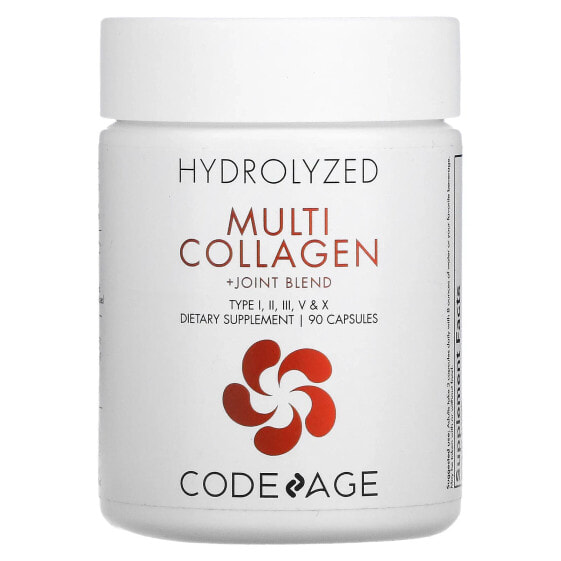 Codeage, Гидролизованный мультиколлагеновый протеин + смесь для суставов, тип I, II, III, V, X, 90 капсул