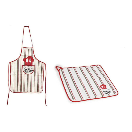 Set Apron Kitchen Cloth 60 x 0,3 x 80 cm Red White 80 % cotton 70 % cotton (2 pcs)