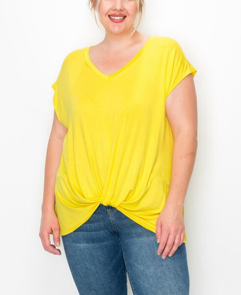 Plus Size V-neck Twist Front Top