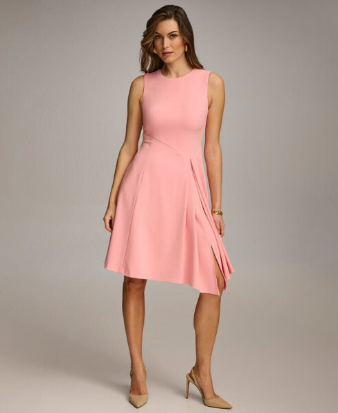 Women's Jewel-Neck A-Line Midi Dress