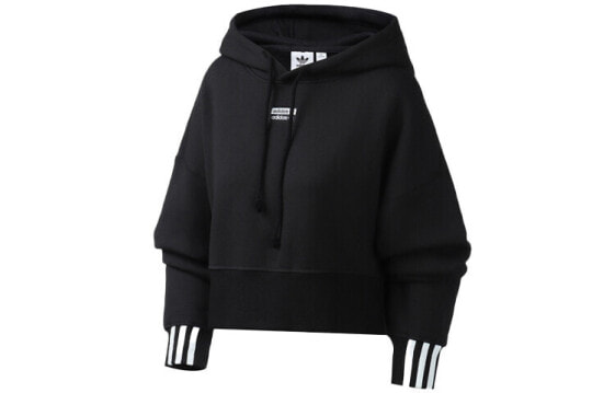 adidas originals三叶草 连帽套头卫衣 女款 黑色 / Трендовая толстовка Adidas originals Hoodie EJ8537