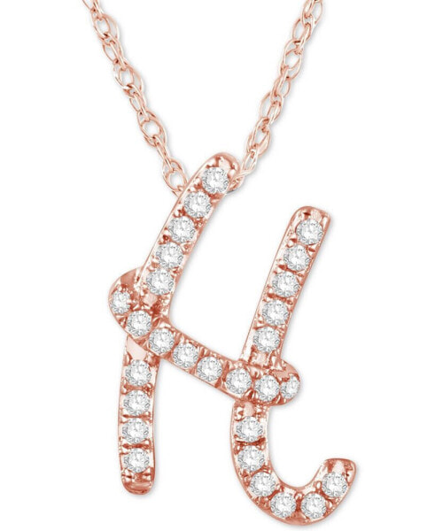 Diamond Initial Pendant Necklace (1/10 ct. t.w.) in 14k Rose Gold Over Sterling Silver, 16" + 2" Extender