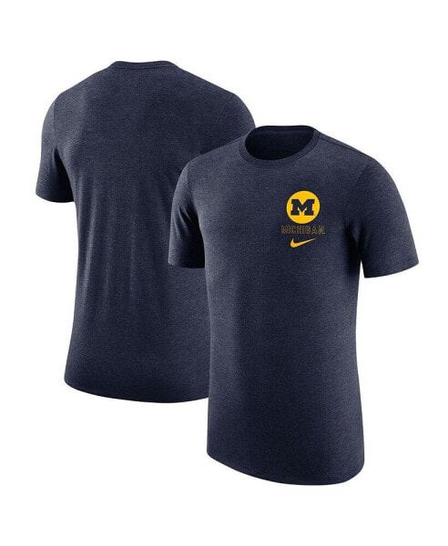 Men's Navy Distressed Michigan Wolverines Retro Tri-Blend T-shirt