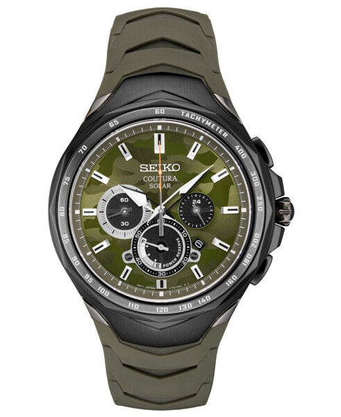 Men's Solar Chronograph Coutura Green Silicone Bracelet Watch 45.5mm