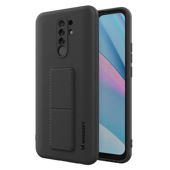 Silikonowe etui z podstawką etui Xiaomi Redmi 9 Kickstand Case czarne