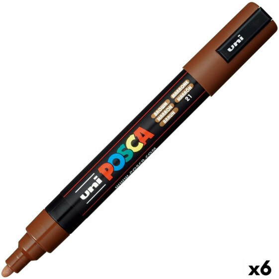 Ручка акриловая POSCA PC-5M коричневая 6 штук